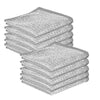 A stack of ten reusable steel wire scrubber dishcloths in silver gray.