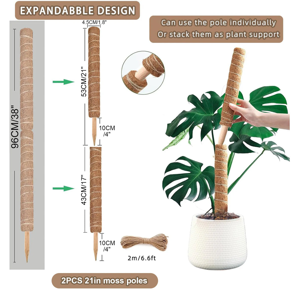 Stackable Natural Plant Support Poles