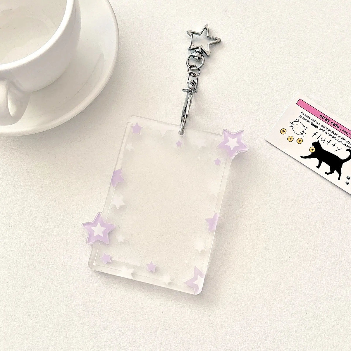 Transparent Acrylic Photocard Holder with Star Pendant Keychain