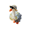 A plush goose toy wearing sunglasses and a straw hat, part of a summer beach outfit set.