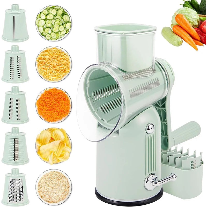 5-in-1 Manual Rotary Cheese Grater & Vegetable Shredder