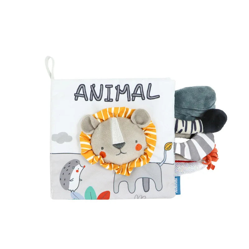 High-Contrast Soft Cloth Book with 3D Touch & Sensory Sounds for Babies 0-12 Months