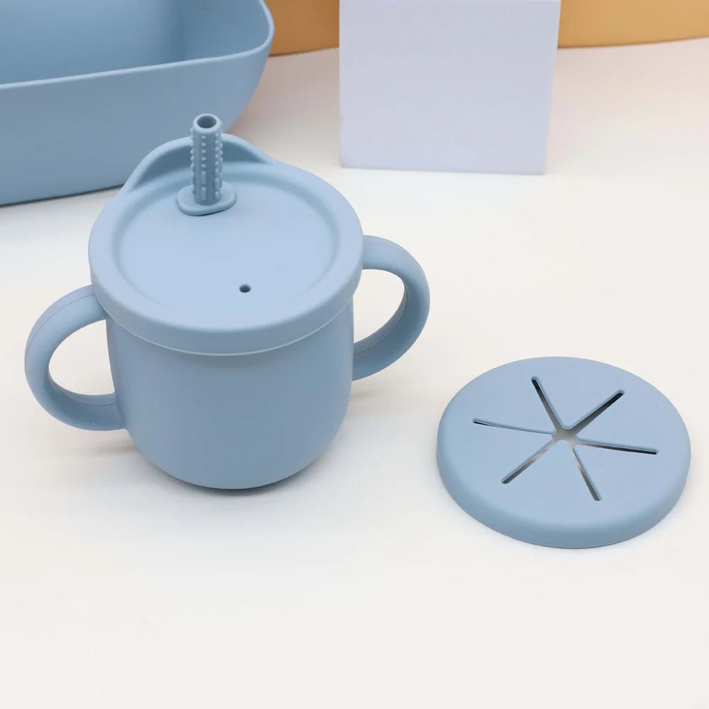 Complete Silicone Baby Tableware Set with Suction Plate and Utensils
