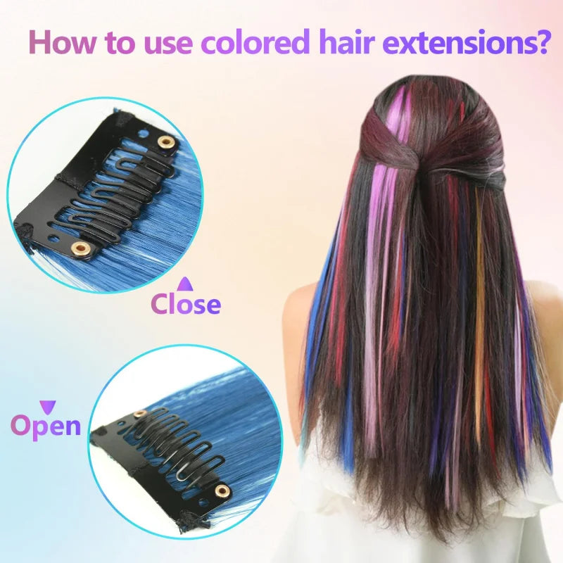 Extensiones de Cabello con Clips Arcoíris