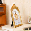 European Retro Arch Photo Frame with Golden Lace Design