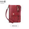 Vintage RFID-Blocking Triple-Fold Wallet with Double Zipper