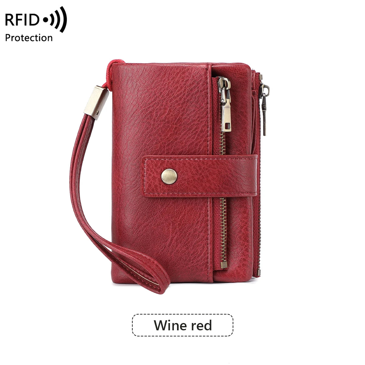 Vintage RFID-Blocking Triple-Fold Wallet with Double Zipper
