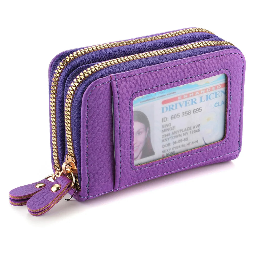 PU Leather Women's Multi-Slot Zipper Wallet Card Holder