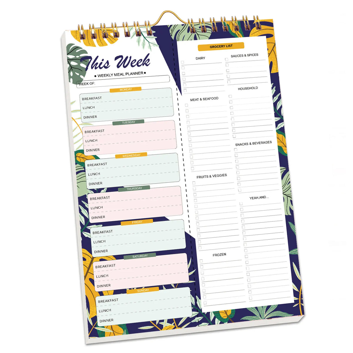 Weekly Meal Planner with Shopping List - 52 Tear-Off Sheets