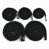 Eight coils of black natural twisted cotton cord arranged in a circle.