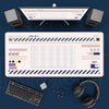 A Japanese art large mouse pad with a non-slip rubber base and accompanying mechanical keyboard components.