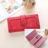 Women's RFID-Blocking Nubuck Leather Long Wallet with Multiple Card Slots