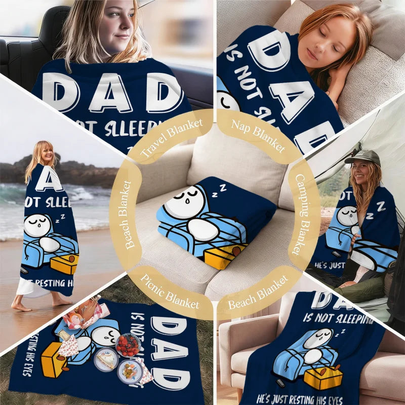 Couverture en flanelle « Il repose les yeux » pour papa drôle