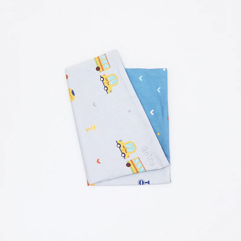 Light blue and yellow soft cotton baby pillowcase with cartoon designs