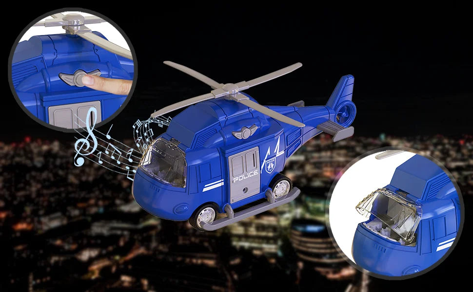 Friction Powered Emergency Vehicle Toy Set with Lights and Sounds