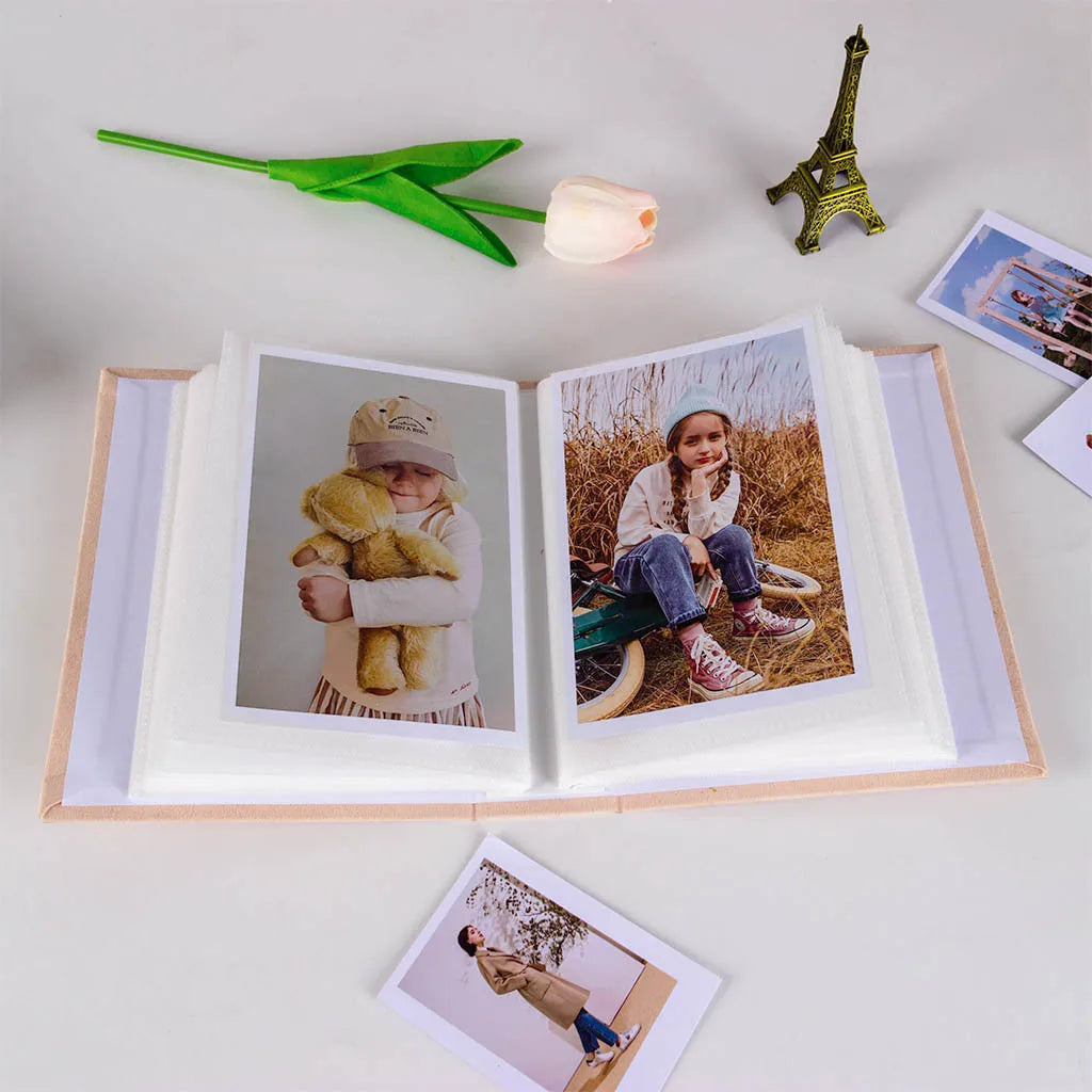 Fabric-Covered Photo Album with 100 Slots for Cherished Memories
