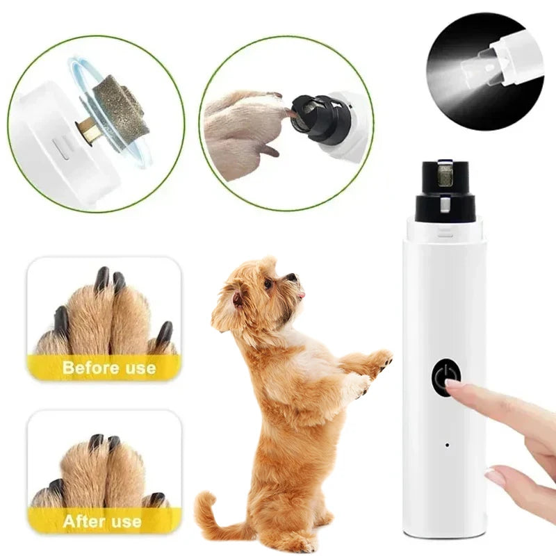 Quiet Electric Pet Nail Grinder with USB Rechargeable Battery & LED Light