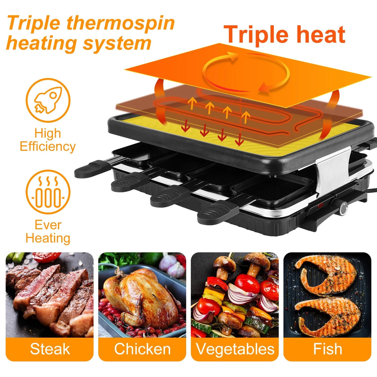 Elektrisches koreanisches BBQ-Tablegrill mit Raclette-Oberfläche