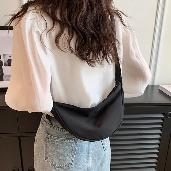 Nylon Crescent Crossbody Bag for Women