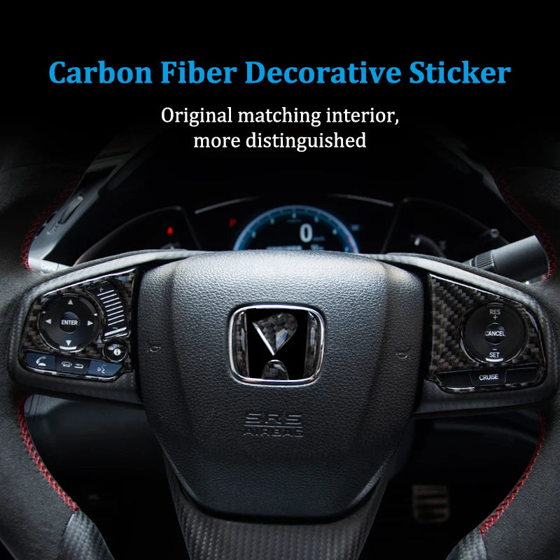 Carbon Fiber Steering Wheel Emblem Decals for Honda Models 2015-2022