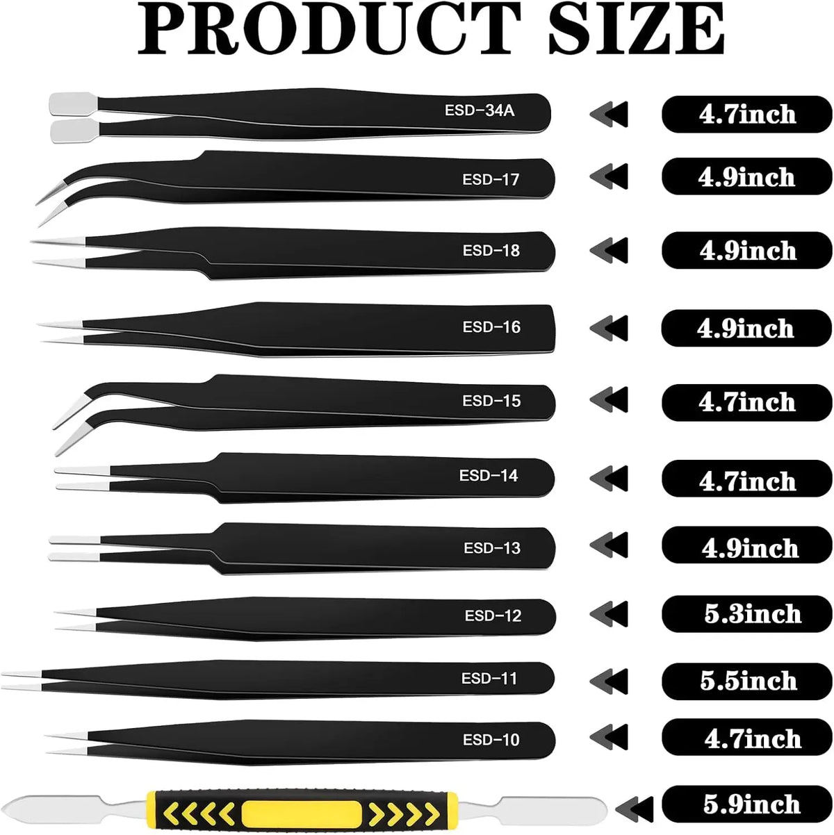 ESD-Safe Precision Tweezers Set for Electronics & Craft Work
