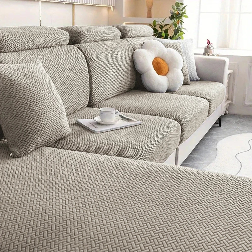 Jacquard Sofa Seat Cushion Cover – Removable & Non-Slip
