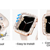 Funda de borde con pedrería brillante para Apple Watch, con características de carga convenientes y resistentes a impactos.