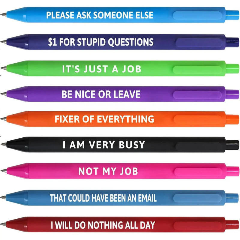 Satirical Quote Ballpoint Pen Set (9-Pack)