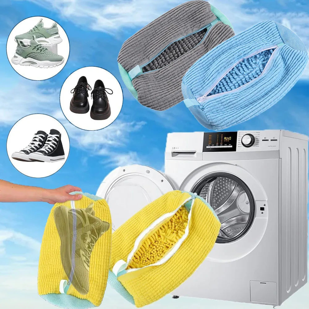Mesh Shoe Wash Bag with Soft Fluff Lining