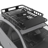 A heavy-duty universal roof rack cargo basket installed on a vehicle roof.