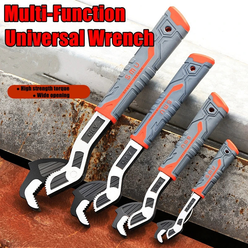 Self-Locking Pipe Wrench with Adjustable CR-V Steel Jaws