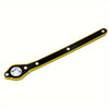 A yellow and black labor-saving ratchet wrench for tire changes.
