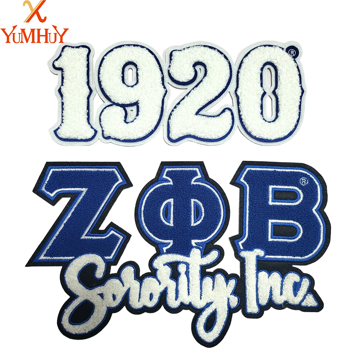 Vintage chenille iron-on patch featuring the year 1920 and the text SORORITY INC