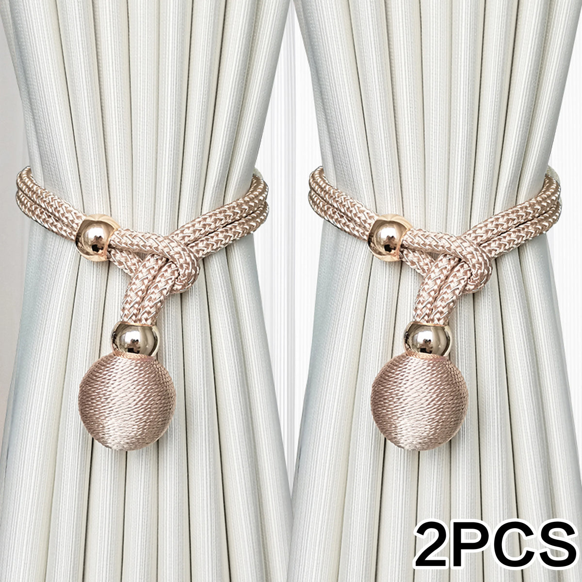 Adjustable French Ball Curtain Tiebacks (Set of 2)
