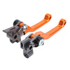 CNC aluminum clutch and brake lever set for motorcycles featuring orange and black components