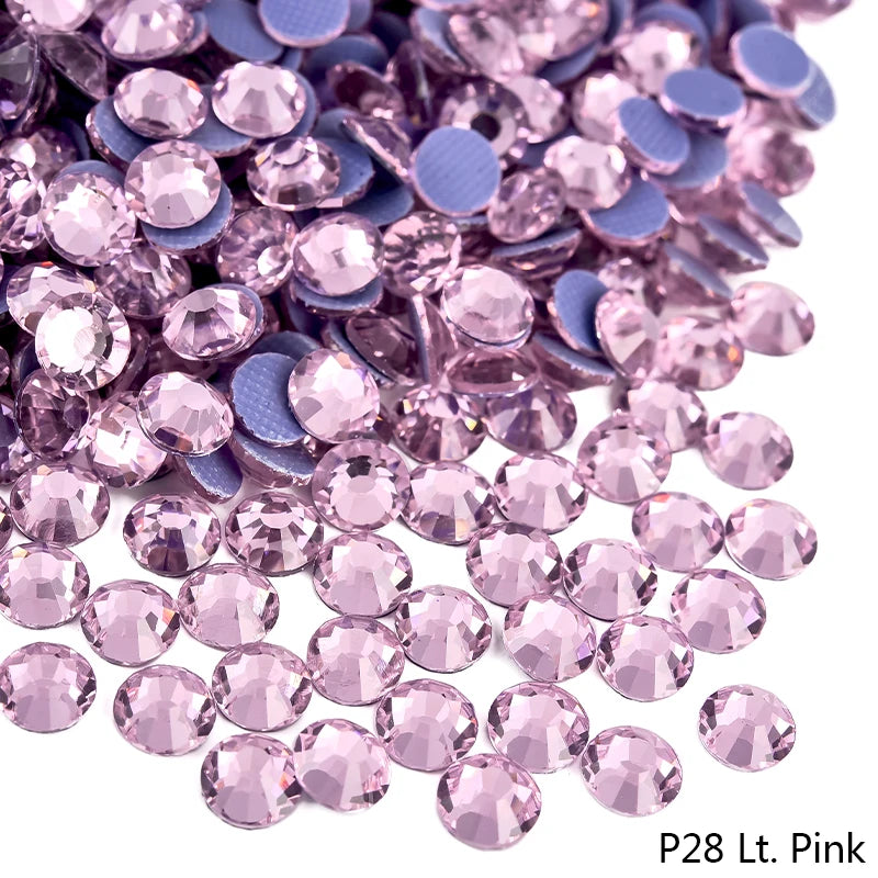 Bag of pink rhinestones used for DIY crafts and clothing decoration