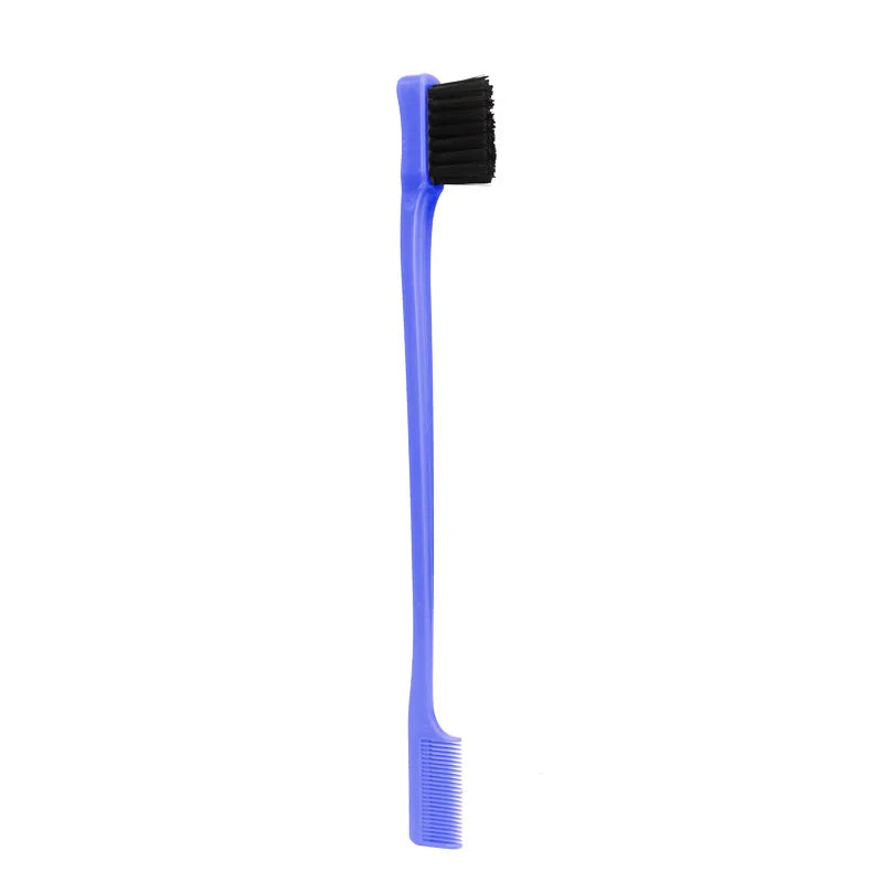 A purple 2-in-1 anti-static edge control brush and comb tool.
