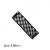 A black flat surface with numerous small holes, identified as size-140mm shaver blades.