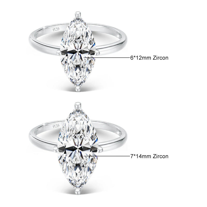 Marquise Cut Moissanite Engagement Ring in Sterling Silver