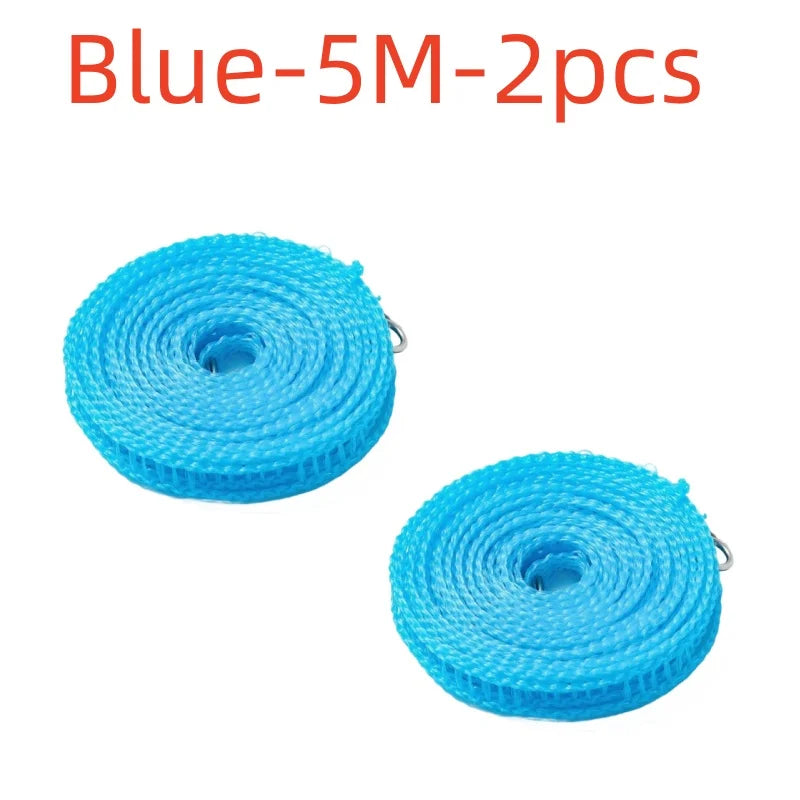 Dos tendederos de nylon azules de 5 metros para secado al aire libre