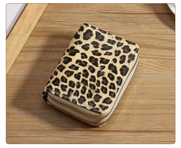 Leopard Print RFID Blocking Compact Wallet