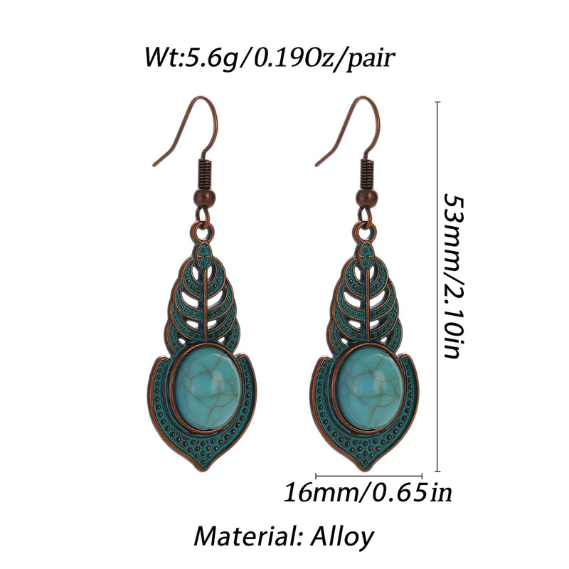 Boho Turquoise Geometric Drop Earrings