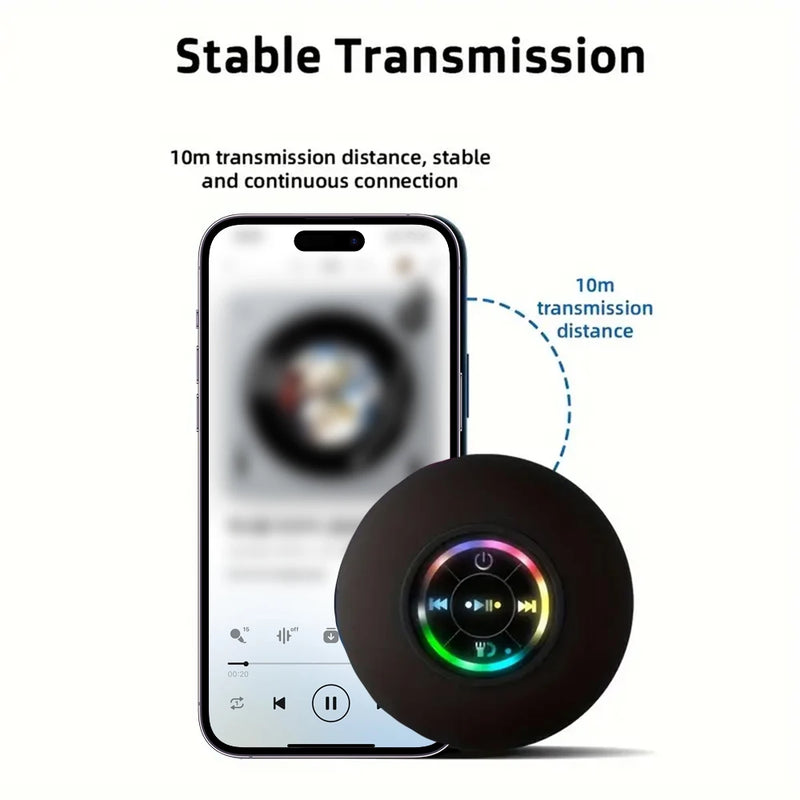 Portable Bluetooth Speaker with LED Lights & Suction Cup