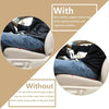 Comparison showing a car seat cushion with support versus one without, highlighting comfort and pressure relief.