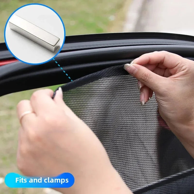 Magnetic Mesh Car Window Sunshade Set – UV Protection & Privacy