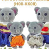 A set of forest animal miniature dolls and furniture, including a grey elephant and other animals.