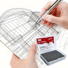 A hand is using a mechanical pencil to draw on a transparent sheet of graph paper next to a box of 1000 pencils.