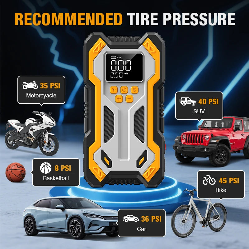 Portable Car Jump Starter with Built-in Air Compressor