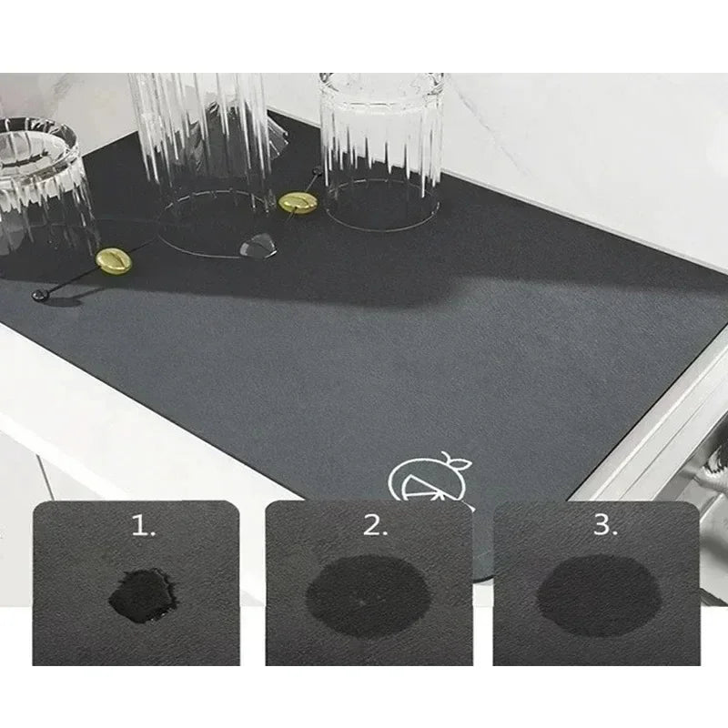 Three black mats showing increasing levels of absorption or damage, used for washing machine protection.
