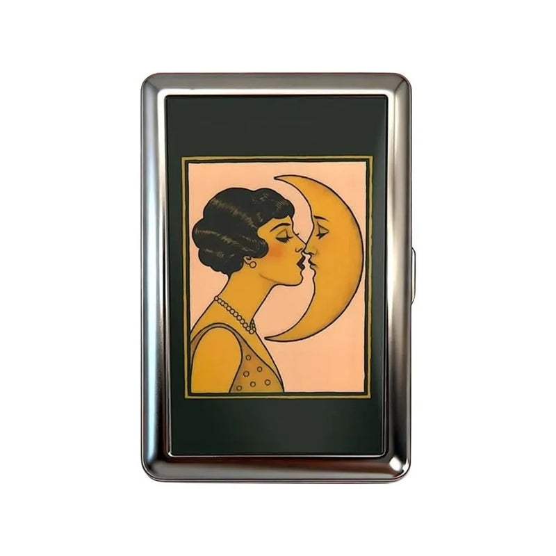 Vintage Metal Card Case with Push-Button Closure